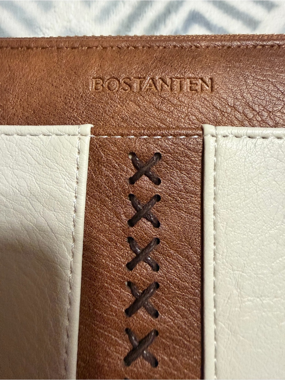 Bostanen RFID White and Brown double zip Full Capacity Wristlet Wallet - Picture 16 of 16